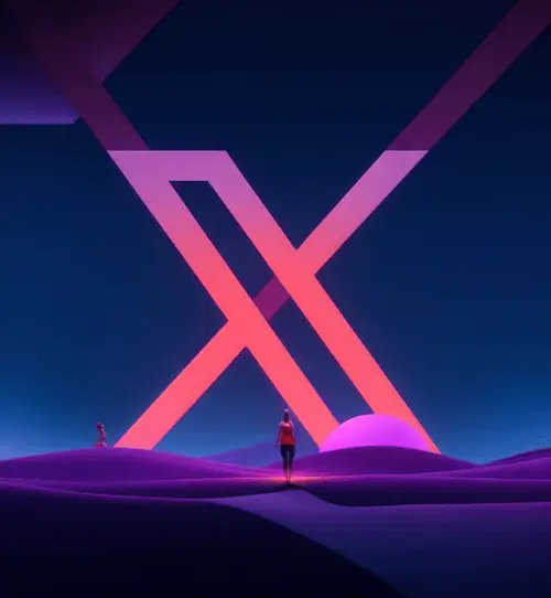 Twixter x.com symbol magenta futuristic style